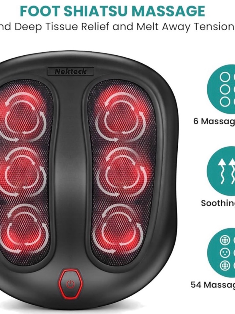 Nekteck Shiatsu Foot Massager with Heat - Black - Picture 2 of 8